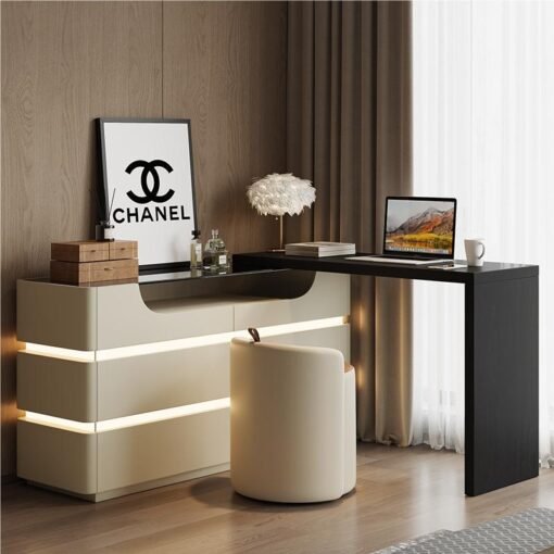 Nance Dressing Table With Side Drawer and LED Mirror - Image 2