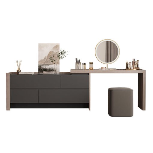 Nash Dressing Table With Side Drawer and LED Round Mirror - Image 4