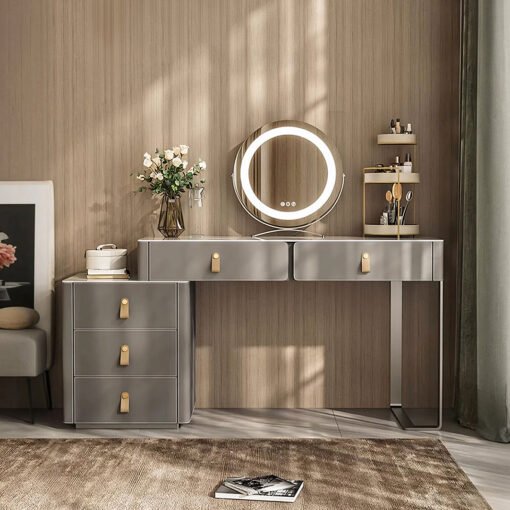 Hall Dressing Table  With LED Mirror, Grey - Image 2