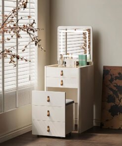 Flores Small Dressing Table With LED Mirror & Chair, Off White