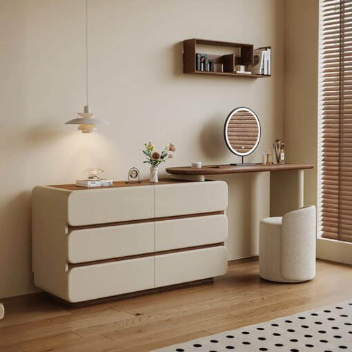 Lewis Dressing Table With Chest Of Drawers & Round Mirror, Solid Wood - Image 2