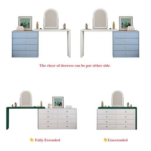 Nair Corner Dressing Table With LED Mirror, Macaroon Colour - Image 10