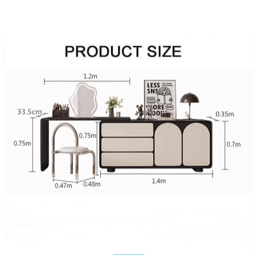 Fannie Dressing Table With Sideboard, Black & Cream - Image 8