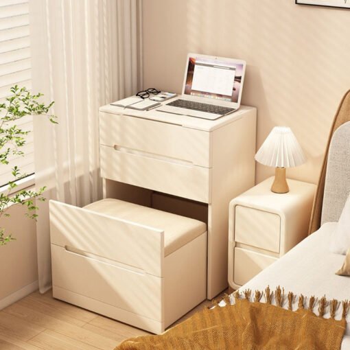 Prudence Dressing Table With Storage Stool, Cream - Image 3