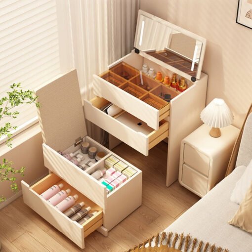 Prudence Dressing Table With Storage Stool, Cream - Image 2