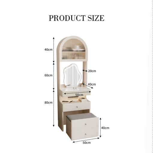 Lia Slimline Dressing Table, With USB Port, LED Mirror & Stool - Image 6