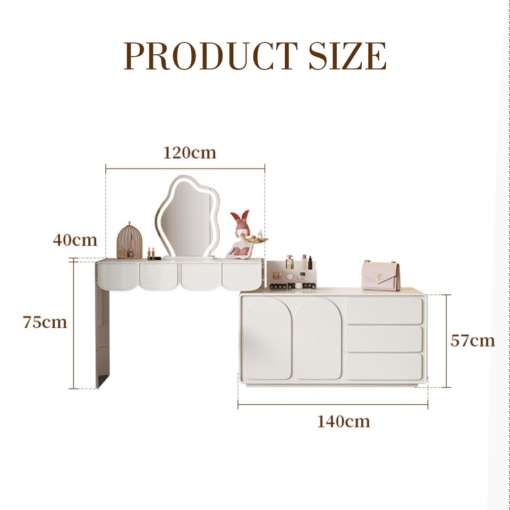 Brennan Dressing Table With Sideboard, White - Image 6