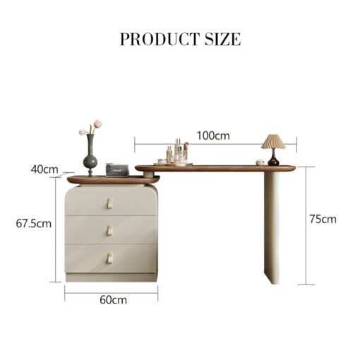 Stewart Dressing Table With Chest Of Drawers & Round Mirror, Solid Wood - Image 10