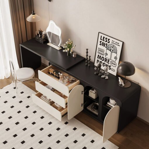 Fannie Dressing Table With Sideboard, Black & Cream - Image 5