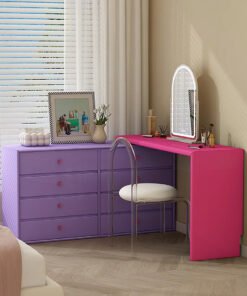 Nair Corner Dressing Table With LED Mirror, Macaroon Colour