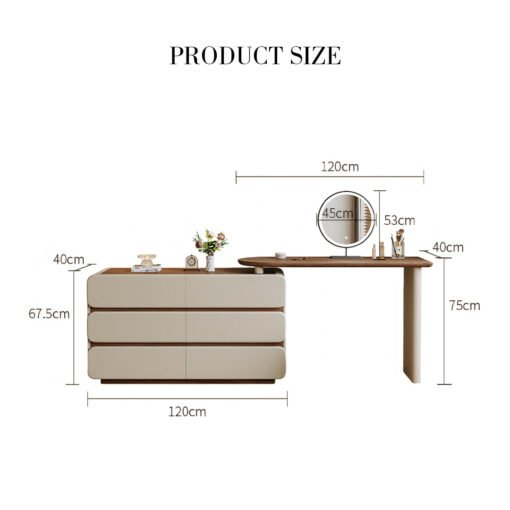 Lewis Dressing Table With Chest Of Drawers & Round Mirror, Solid Wood - Image 13