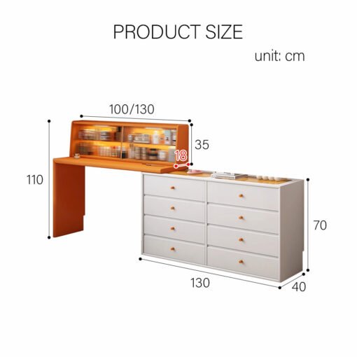 Nair Corner Dressing Table With LED Mirror, Macaroon Colour - Image 11