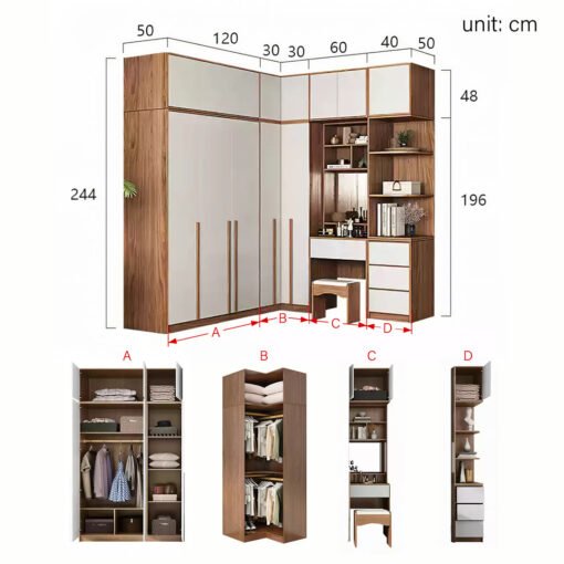 Bianchi Corner Wardrobe, L Shape Wardrobe With Dressing Table - Image 2