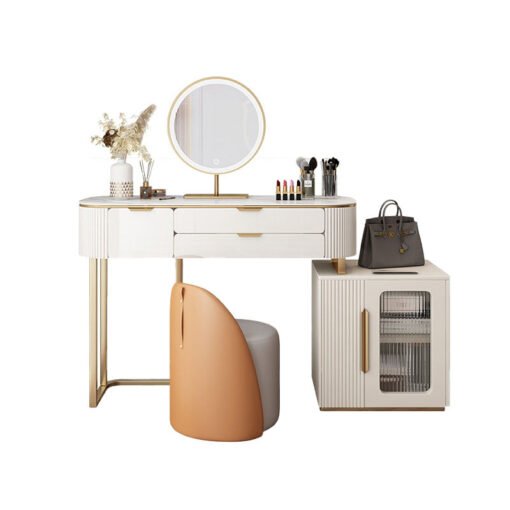 Hines Dressing Table with Mirror, Cream - Image 6