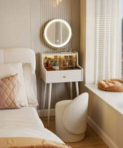 Thiago Narrow Mini Dressing Table For Small Corner, Cream
