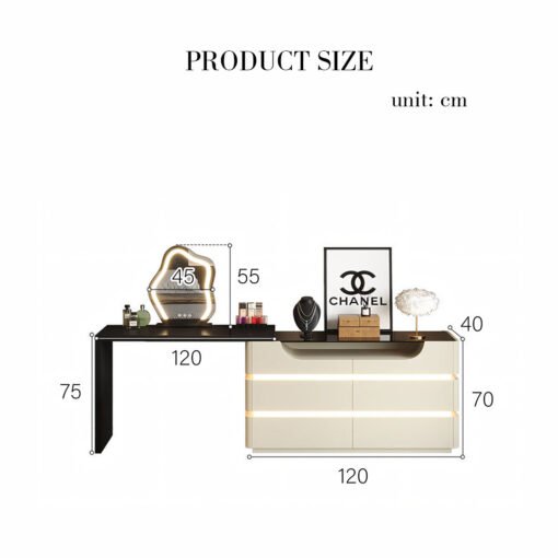 Nance Dressing Table With Side Drawer and LED Mirror - Image 10