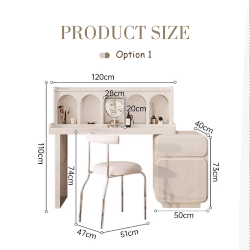 Thompson Dressing Table With Sideboard, Cream - Image 6