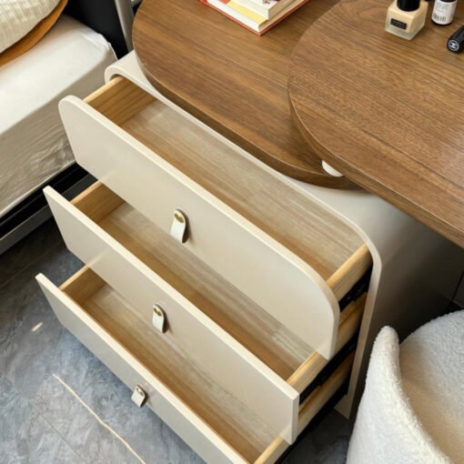 Stewart Dressing Table With Chest Of Drawers & Round Mirror, Solid Wood - Image 8
