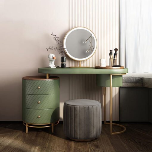 Tandy Dressing Table, Green/ White/ Black And Gold