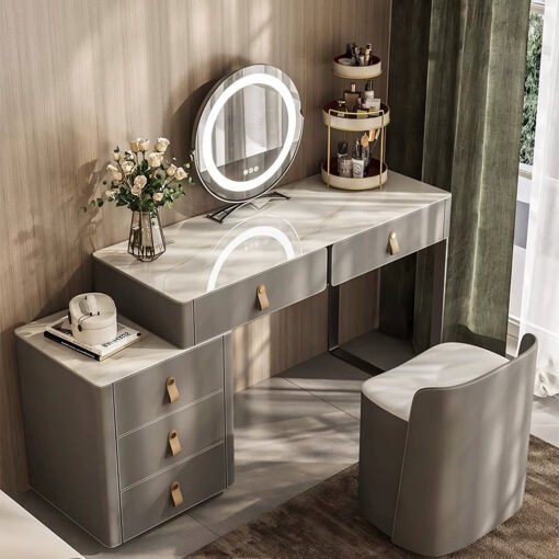 Hall Dressing Table  With LED Mirror, Grey - Image 3