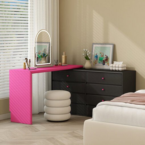 Nair Corner Dressing Table With LED Mirror, Macaroon Colour - Image 2
