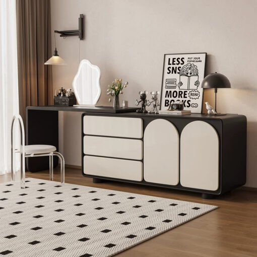 Fannie Dressing Table With Sideboard, Black & Cream - Image 6