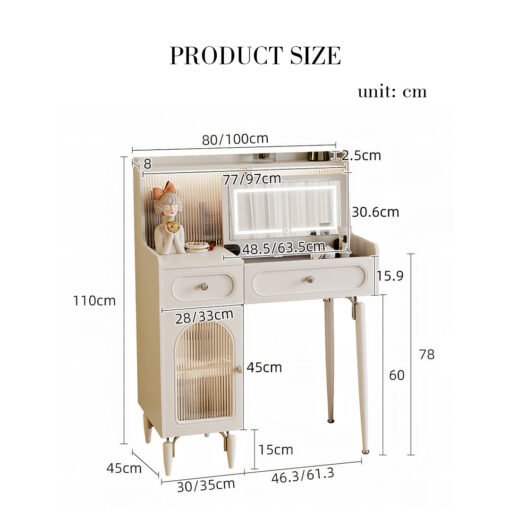Layla Slimline Dressing Table, Small Dressing Table, Cream - Image 10