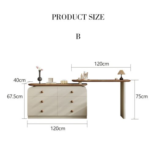 Jackson Dressing Table With Chest Of Drawers & Round Mirror, Solid Wood - Image 13