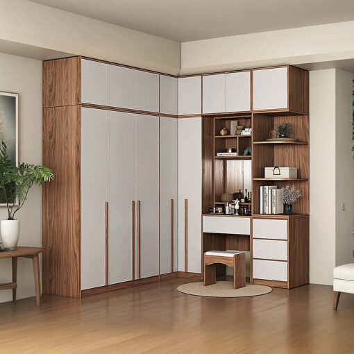 Bianchi Corner Wardrobe, L Shape Wardrobe With Dressing Table