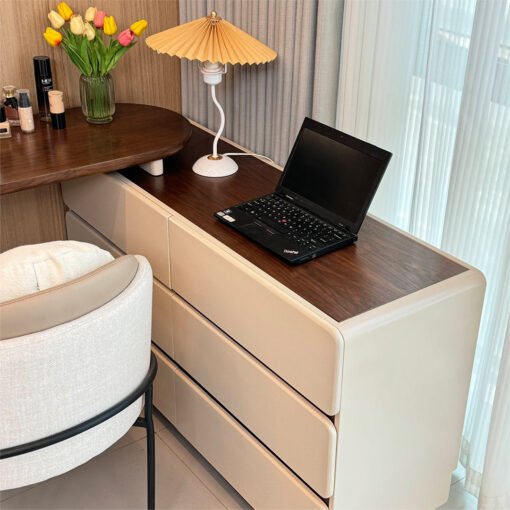 Lewis Dressing Table With Chest Of Drawers & Round Mirror, Solid Wood - Image 9