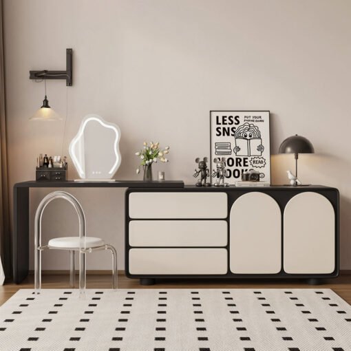 Fannie Dressing Table With Sideboard, Black & Cream - Image 7
