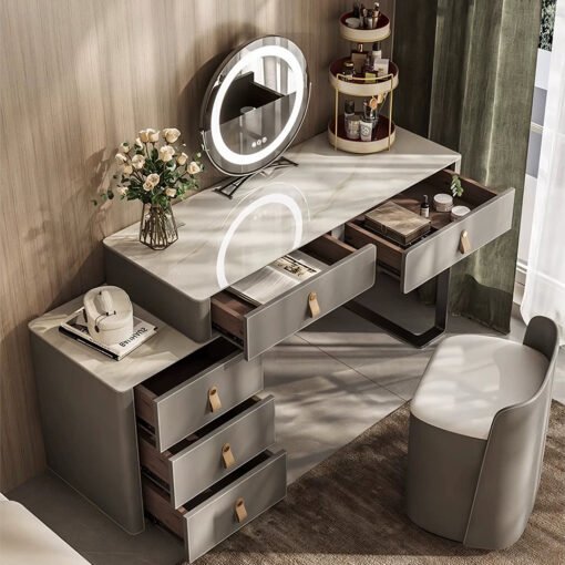 Hall Dressing Table  With LED Mirror, Grey - Image 4