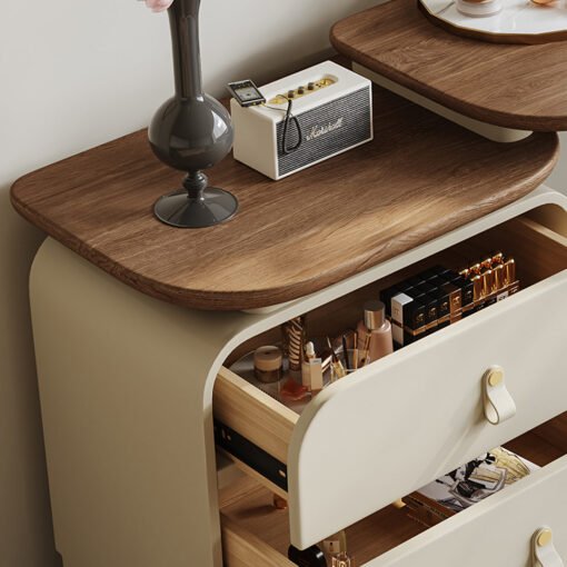 Stewart Dressing Table With Chest Of Drawers & Round Mirror, Solid Wood - Image 5