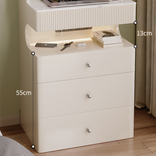 Lia Slimline Dressing Table, With USB Port, LED Mirror & Stool - Image 3
