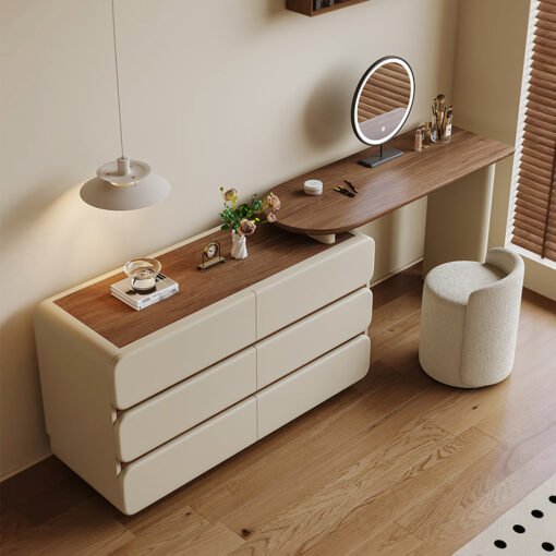 Lewis Dressing Table With Chest Of Drawers & Round Mirror, Solid Wood - Image 3