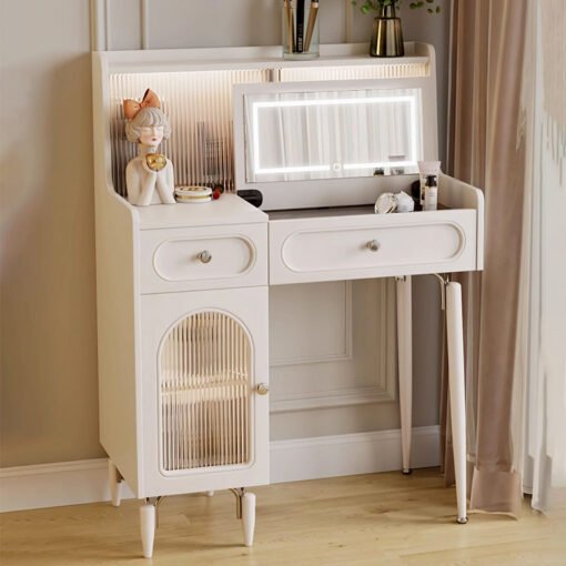Layla Slimline Dressing Table, Small Dressing Table, Cream - Image 3