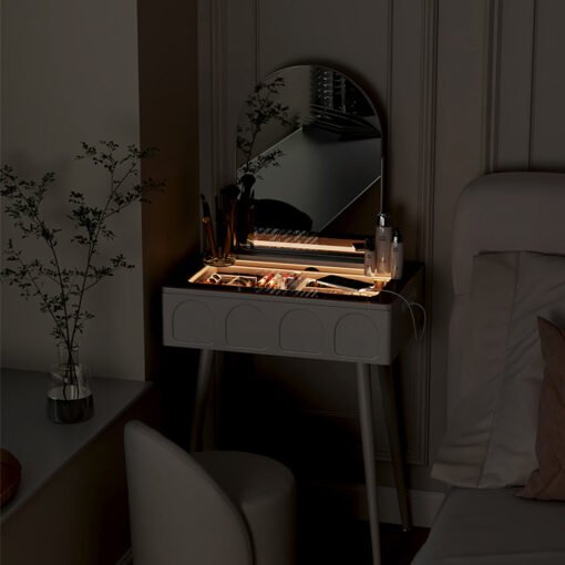 Aisha Slimline Dressing Table For Narrow Space, Cream - Image 5