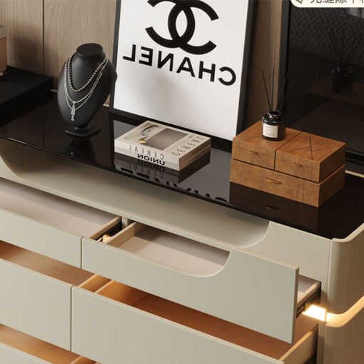Nance Dressing Table With Side Drawer and LED Mirror - Image 7