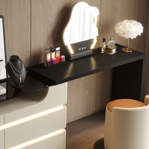 Nance Dressing Table With Side Drawer and LED Mirror - Image 5