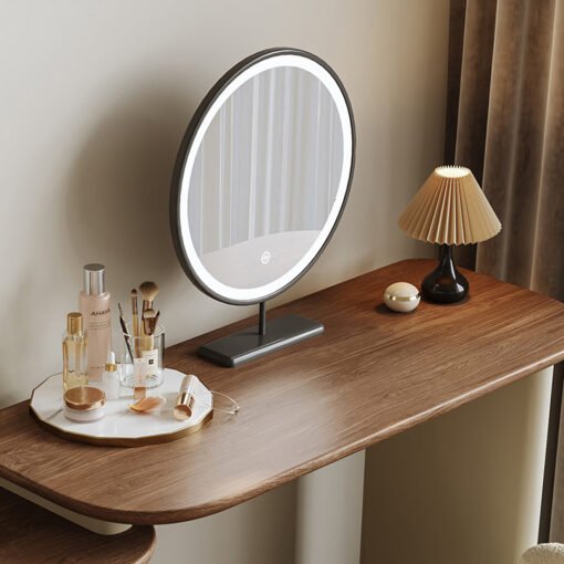 Jackson Dressing Table With Chest Of Drawers & Round Mirror, Solid Wood - Image 11