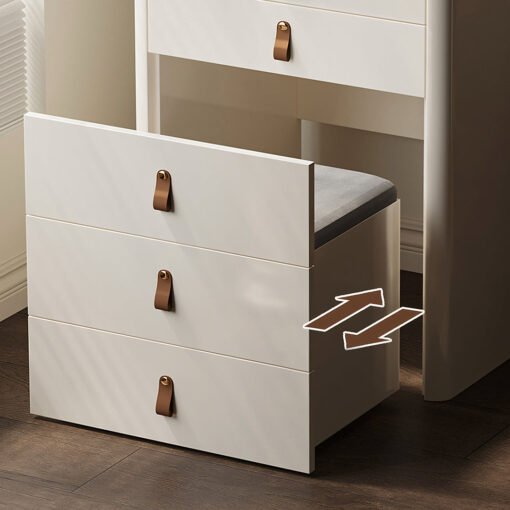Flores Small Dressing Table With LED Mirror & Chair, Off White - Image 8