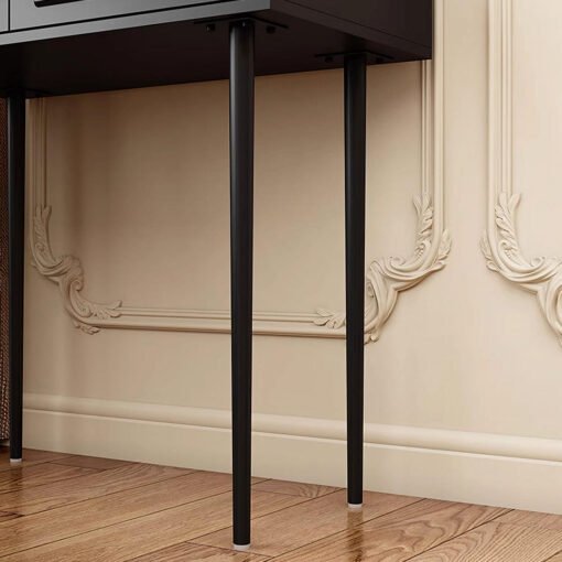 Nguyen Dressing Table With Side Cabinet & LED Mirror, Black - Image 5