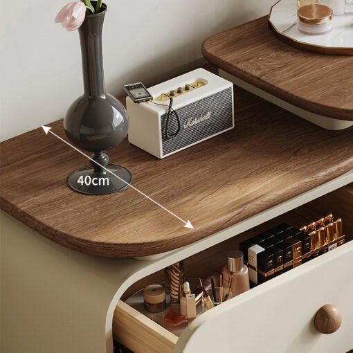 Jackson Dressing Table With Chest Of Drawers & Round Mirror, Solid Wood - Image 3