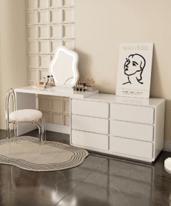 Aubrey Dressing Table Set With Side Drawer, Cream