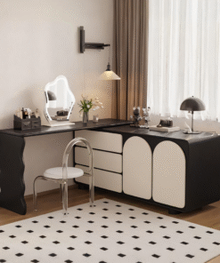 Fannie Dressing Table With Sideboard, Black & Cream